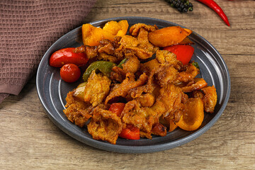 Asian cuisine - roasted crocodile meat