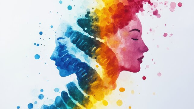 Heredity traits flat design top view biological inheritance theme water color vivid.