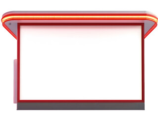 Obraz premium Blank Red And White Digital Billboard With Neon Lights On A White Background, Transparent PNG