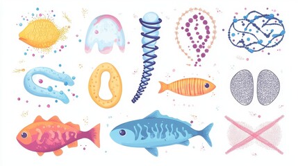 Heredity traits flat design top view biological inheritance theme water color vivid.