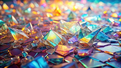 A Close-Up View of Iridescent Crystals Reflecting Light and Creating a Playful Array of Colors
