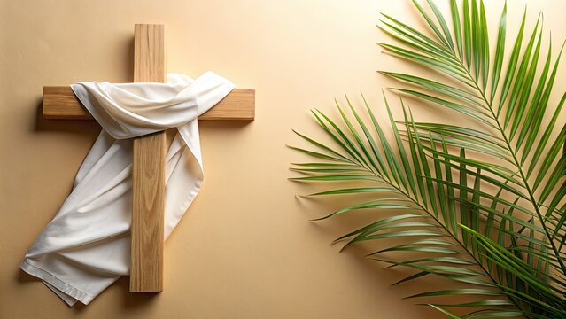 Christian Easter Attributes Cross Cloth Palm Leaves