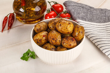 Baked mini potato with herbs