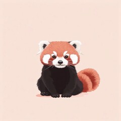 Obraz premium Adorable Red Panda Illustration on a Pink Background