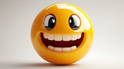 Fototapeta premium 3D laughing emoji, bright yellow, studio shot