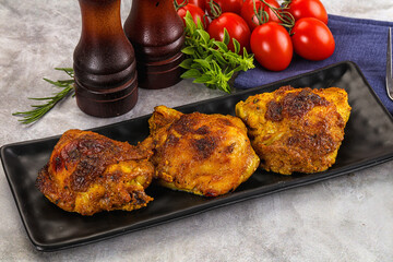 Roasted chicken thighs  with spices