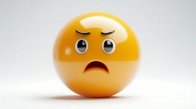 3D Annoyed Emoji on White Background. Possible use for emotion display in design, or digital communication