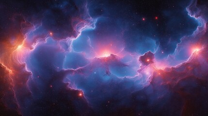 Vibrant cosmic nebula with swirling energy and glowing interstellar light