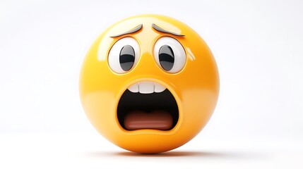 3D Scared Emoji Isolated on White