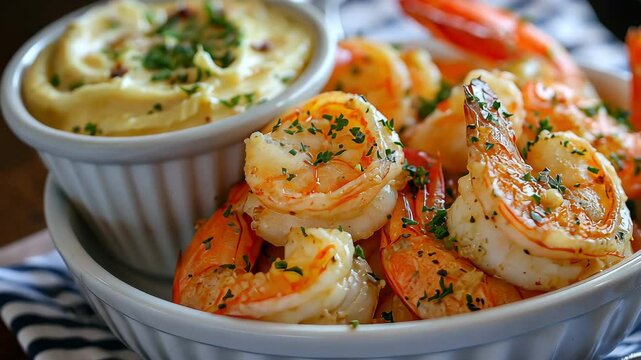 Shrimp fried with parsley and garlic butter