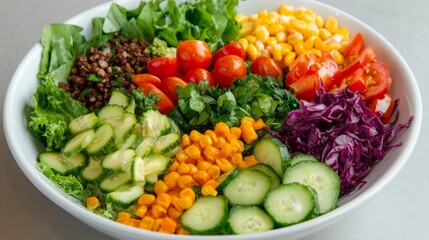 Rainbow veggie bowl.  A colorful and healthy meal prep idea.