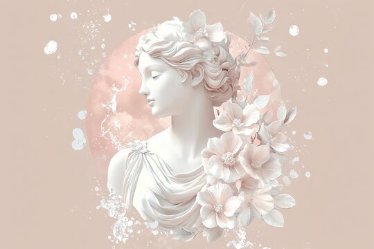 Statue of a Greek goddess Aphrodite. Digital artwork. Generative AI