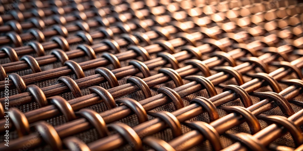 Aufkleber a close-up view of a woven pattern created by interlacing metal rods, emphasizing the details of the