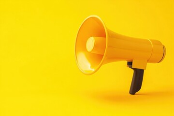Yellow Megaphone on Yellow Background Announcement Device