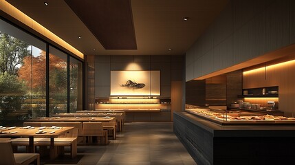 A trendy restaurant with minimalistic decor and stylish food presentation