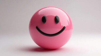 Fototapeta premium Pink Smiley Ball on a White Background. Possible use Social media graphic