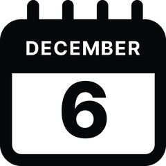 December 6 calendar icon design vector illustration