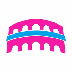 Naklejka premium Abstract pink and blue bridge icon in modern style.