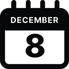December 8 calendar icon design vector illustration