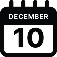 December 10 calendar icon design vector illustration