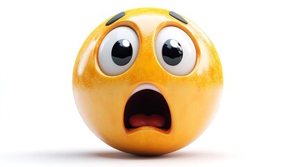 Fototapeta premium 3D shocked emoticon on white background. Possible use stock photo