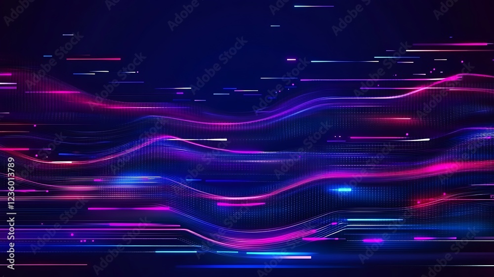 Aufkleber abstract neon wave lines digital art background. possible use for technology poster, website design
