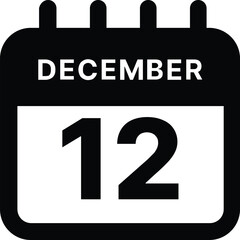 December 12 calendar icon design vector illustration