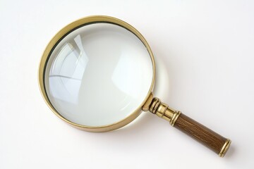 Antique Brass Magnifying Glass with Wooden Handle