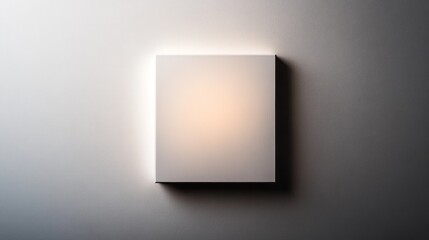 Illuminated blank canvas on a wall.