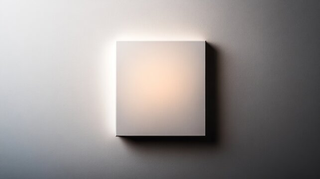 Illuminated blank canvas on a wall.
