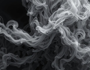 Obraz premium Soft, flowing waves of abstract smoke in shades of black and white, creating an ethereal, minimalist composition.