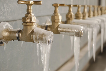 Frozen water pipes in cold weather conditions