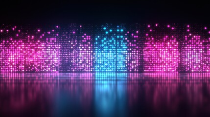 Abstract Pink Blue Neon Lights Reflecting on Dark Surface