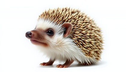 Obraz premium Adorable Baby Hedgehog on White Background