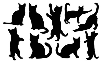 Different style of cute cat silhouette bundle