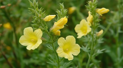 Obraz premium Pale Yellow Wildflowers in Bloom Close Up