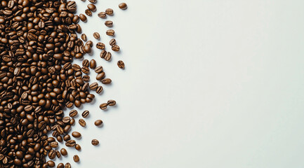 Naklejka premium Minimalist Coffee Bean Spread on White Background