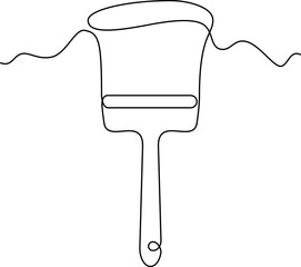 one line art paintbrush vector illustration. line art, one continuous line, simple, hand drawn and sketch style. for icons, symbols, signs or logos. PNG