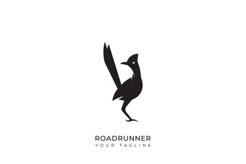 Roadrunner silhouette logo with simple design, roadrunner flat logo 