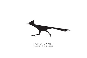 Roadrunner silhouette logo with simple design, roadrunner flat logo 