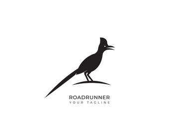 Roadrunner silhouette logo with simple design, roadrunner flat logo 