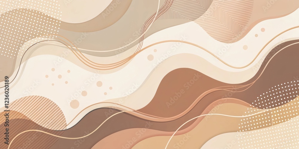 Leinwandbilder Abstract background with a flowing pattern of brown, beige, and white, creating a visual landscape of undulating lines and subtle textures
