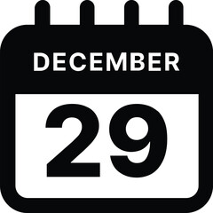 December 29 calendar icon design vector illustration