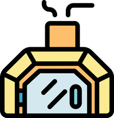 Illustration of a sauna with steam rising from the chimney