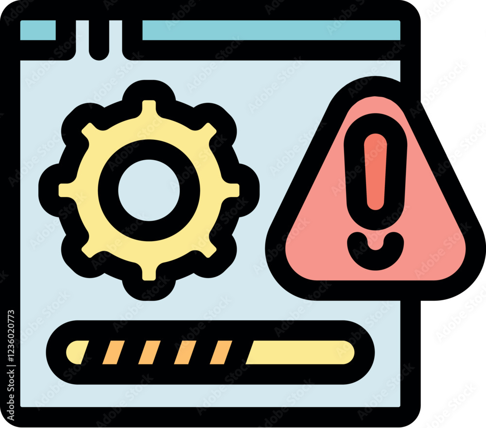 Poster software update process encountering a problem, symbolized by a warning sign on the webpage