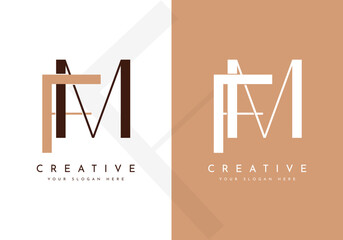 Creative initial letters FM MF logo monogram style
