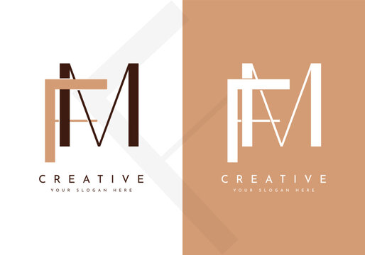 Creative initial letters FM MF logo monogram style