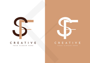 Creative initial letters FS SF logo monogram style