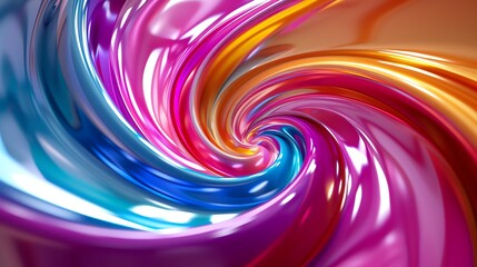 Obraz premium A swirling abstract design of vibrant, colorful, shiny lines.