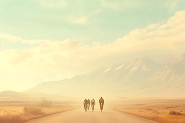 Fototapeta premium Cycling Through a Majestic Desert Landscape